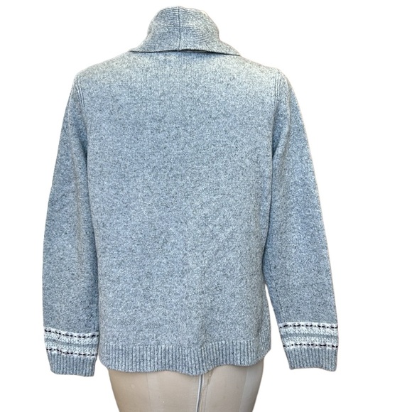 Vintage Eddie Bauer Wool Blend Fair Isle Sweater Cardigan Horn Toggle Gray XL - Picture 6 of 12
